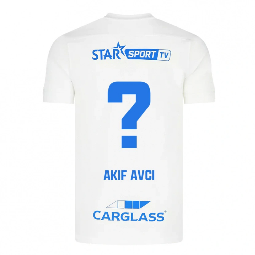 Danxen Enfant Maillot Muhammed Akif Avcı #0 Blanc Bleu Tenues Extérieur 2025/26 T-Shirt