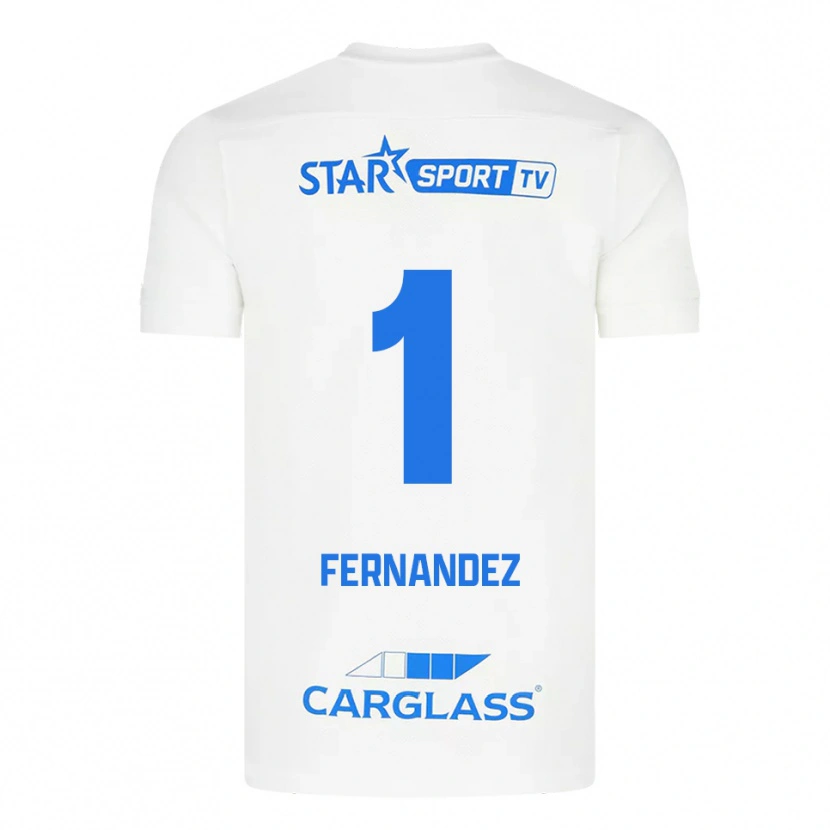 Danxen Enfant Maillot Elias Gonzalez Fernandez #1 Blanc Bleu Tenues Extérieur 2025/26 T-Shirt