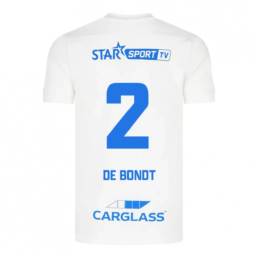 Danxen Enfant Maillot Marith De Bondt #2 Blanc Bleu Tenues Extérieur 2025/26 T-Shirt