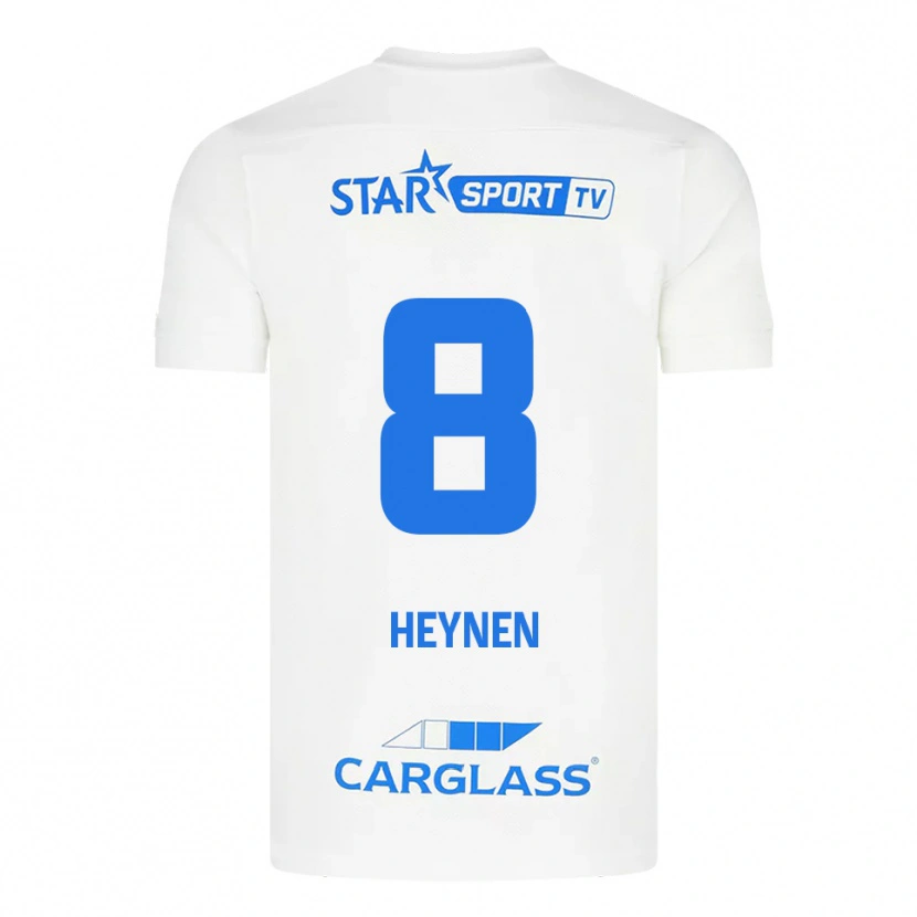 Danxen Enfant Maillot Bryan Heynen #8 Blanc Bleu Tenues Extérieur 2025/26 T-Shirt