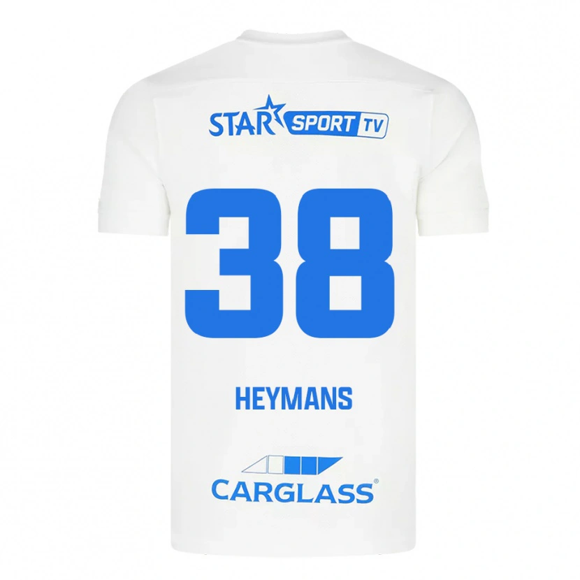 Danxen Enfant Maillot Daan Heymans #38 Blanc Bleu Tenues Extérieur 2025/26 T-Shirt