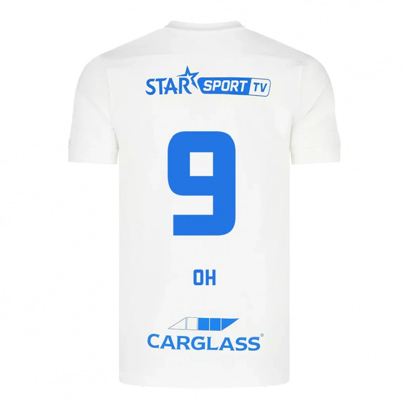 Danxen Enfant Maillot Hyeon-Gyu Oh #9 Blanc Bleu Tenues Extérieur 2025/26 T-Shirt