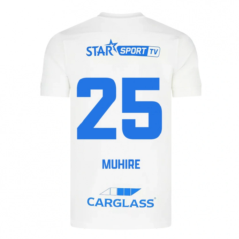 Danxen Enfant Maillot Ian-Confiance Muhire #25 Blanc Bleu Tenues Extérieur 2025/26 T-Shirt