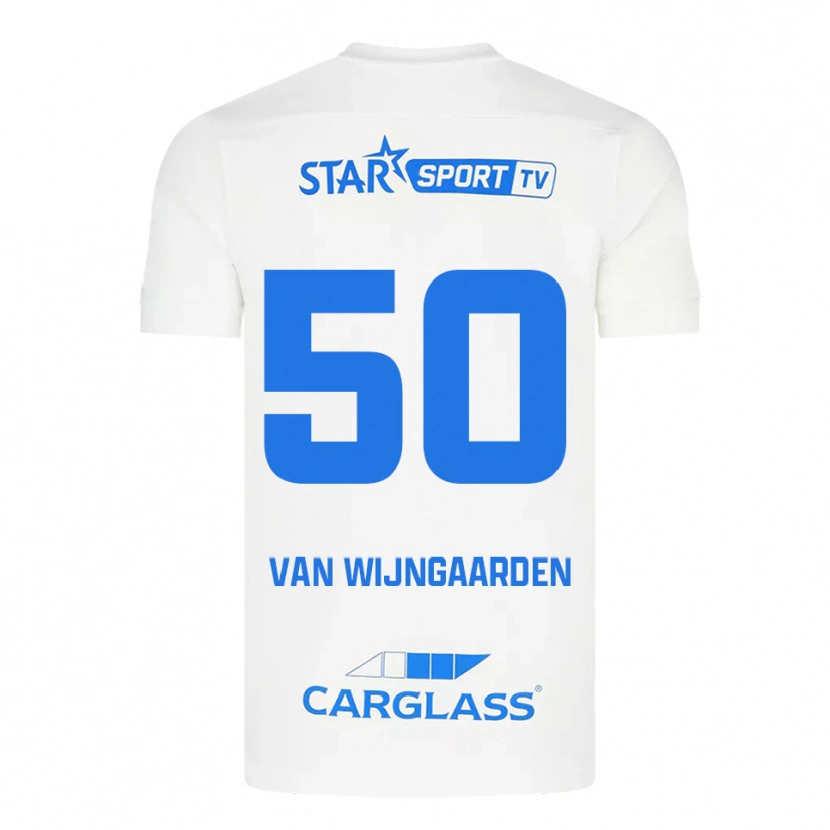 Danxen Enfant Maillot Maren Van Wijngaarden #50 Blanc Bleu Tenues Extérieur 2025/26 T-Shirt