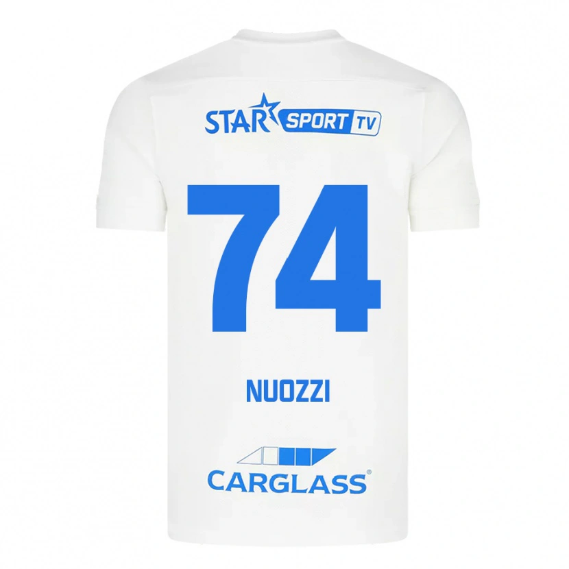 Danxen Enfant Maillot Cédric Nuozzi #74 Blanc Bleu Tenues Extérieur 2025/26 T-Shirt