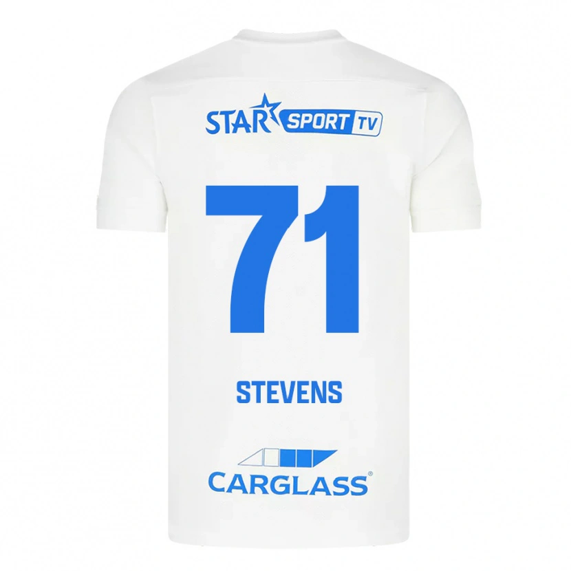 Danxen Enfant Maillot Brent Stevens #71 Blanc Bleu Tenues Extérieur 2025/26 T-Shirt