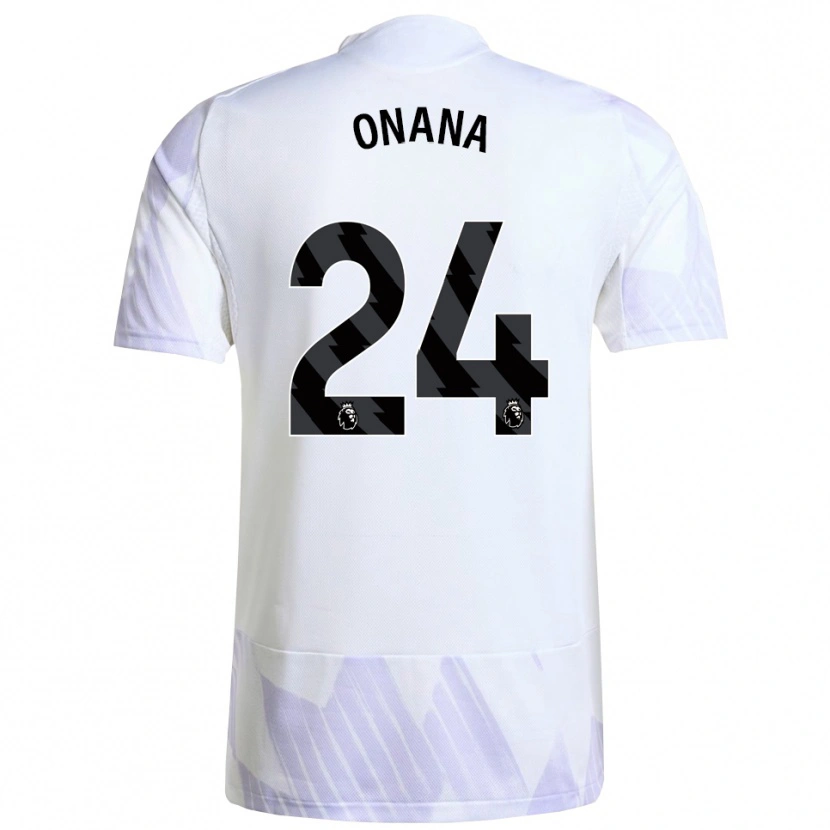 Danxen Enfant Maillot André Onana #24 Blanc Violet Violet Tenues Extérieur 2025/26 T-Shirt