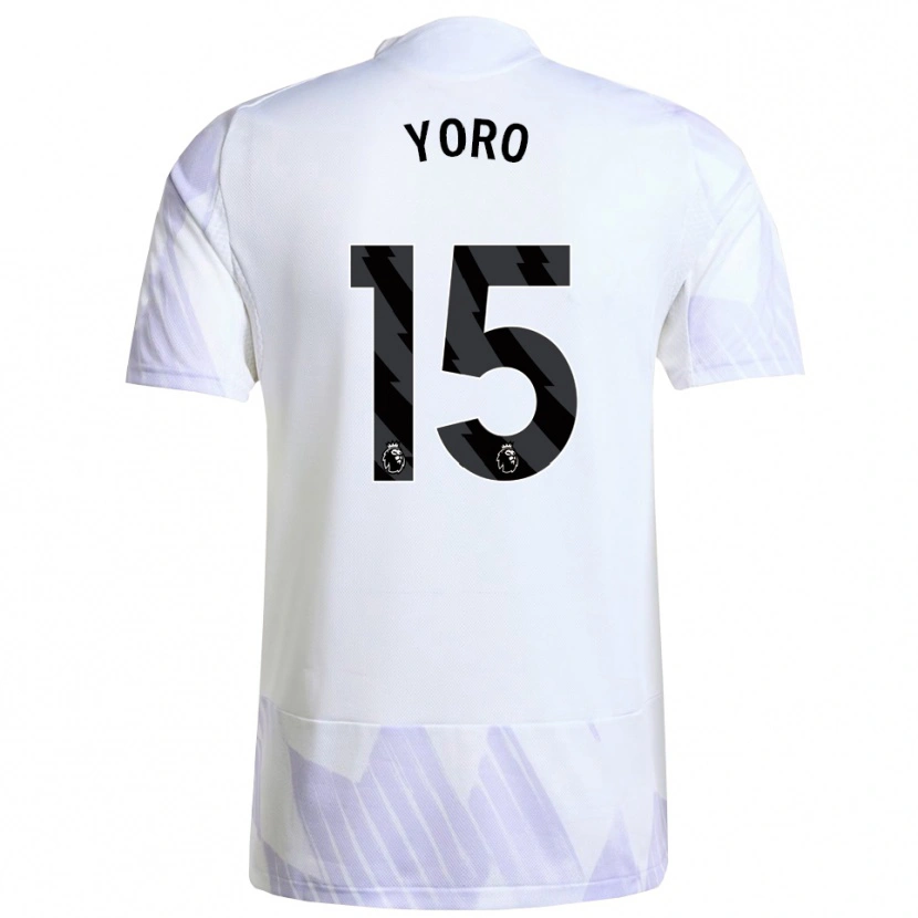 Danxen Enfant Maillot Leny Yoro #15 Blanc Violet Violet Tenues Extérieur 2025/26 T-Shirt