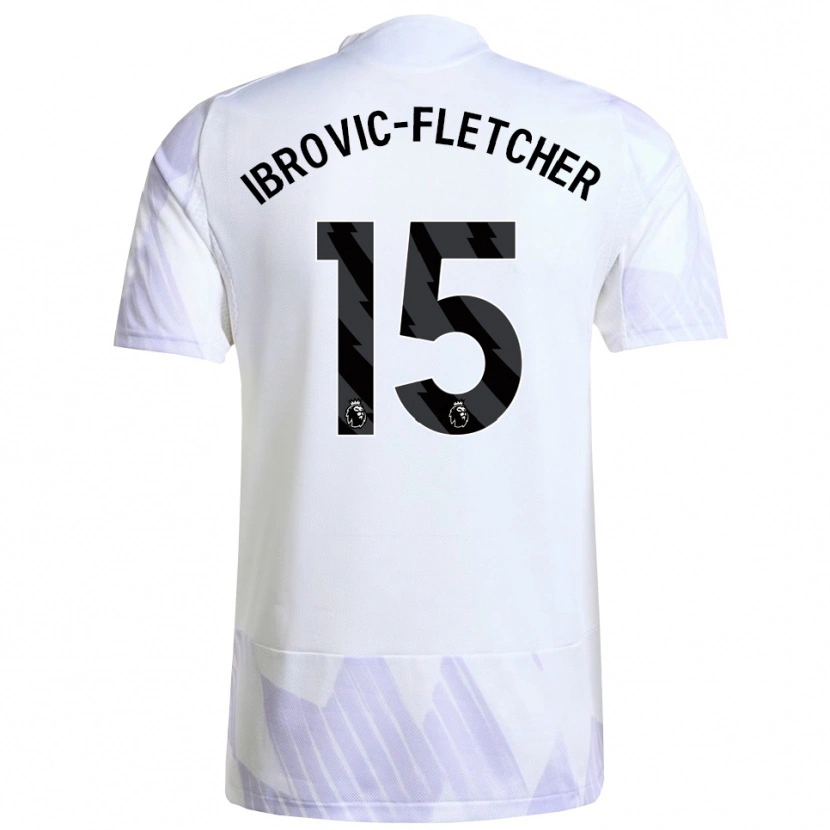 Danxen Enfant Maillot Edward Ibrovic-Fletcher #15 Blanc Violet Violet Tenues Extérieur 2025/26 T-Shirt