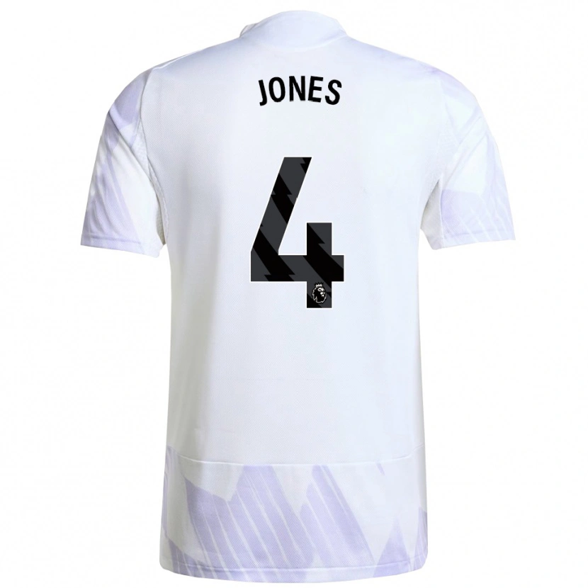 Danxen Enfant Maillot Phil Jones #4 Blanc Violet Violet Tenues Extérieur 2025/26 T-Shirt