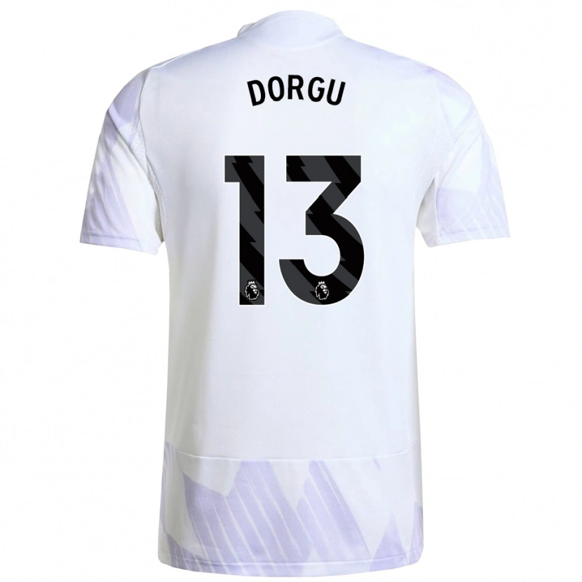 Danxen Enfant Maillot Patrick Dorgu #13 Blanc Violet Violet Tenues Extérieur 2025/26 T-Shirt