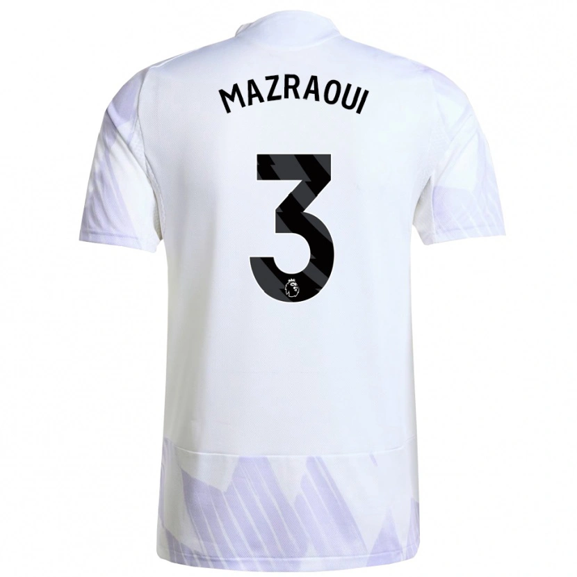 Danxen Enfant Maillot Noussair Mazraoui #3 Blanc Violet Violet Tenues Extérieur 2025/26 T-Shirt