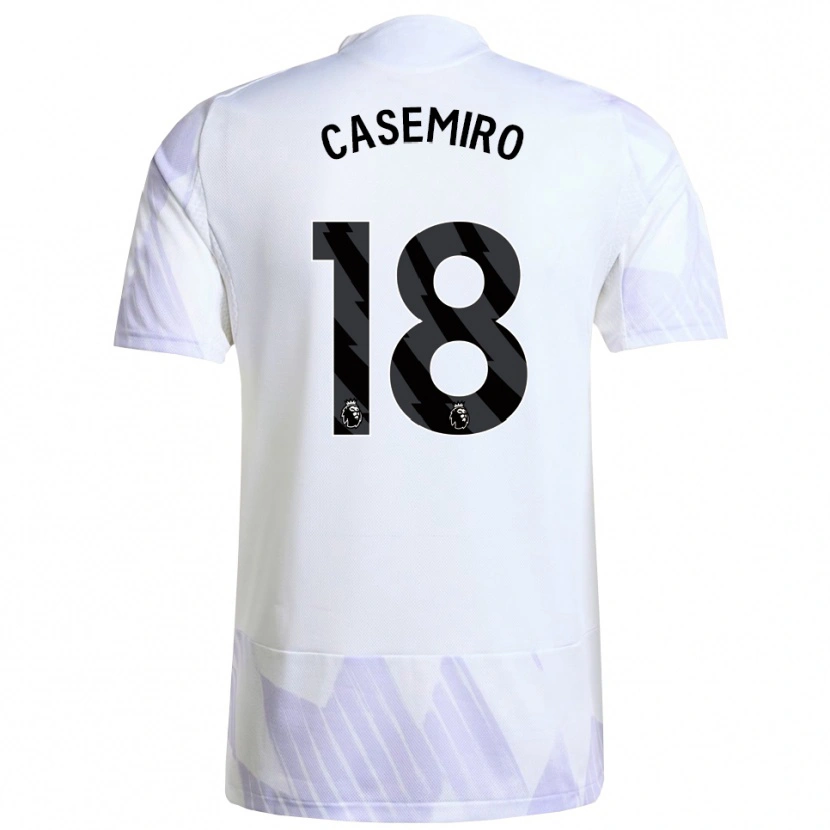 Danxen Enfant Maillot Casemiro #18 Blanc Violet Violet Tenues Extérieur 2025/26 T-Shirt