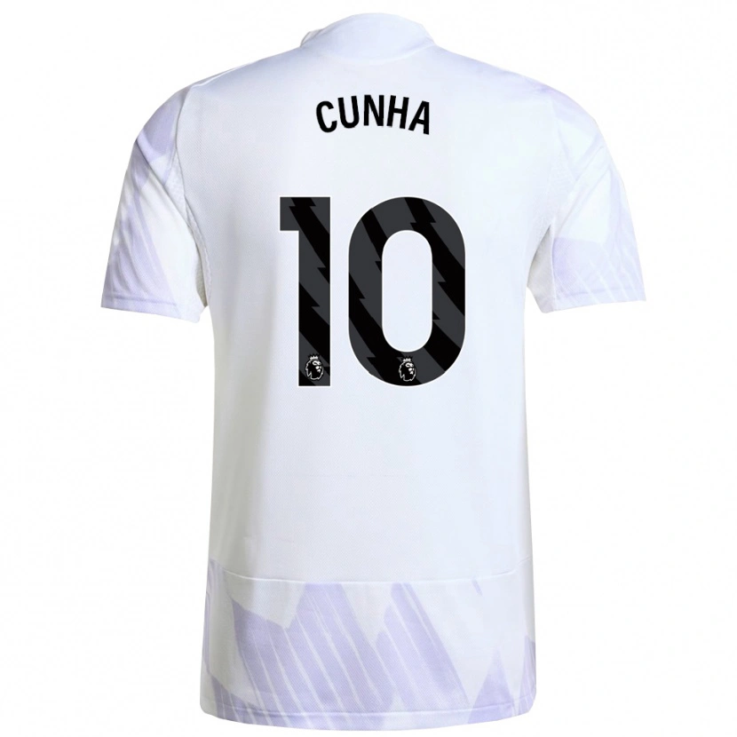 Danxen Enfant Maillot Matheus Cunha #10 Blanc Violet Violet Tenues Extérieur 2025/26 T-Shirt