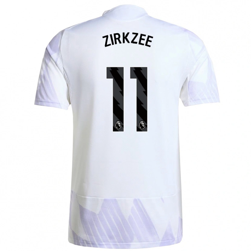 Danxen Enfant Maillot Joshua Zirkzee #11 Blanc Violet Violet Tenues Extérieur 2025/26 T-Shirt
