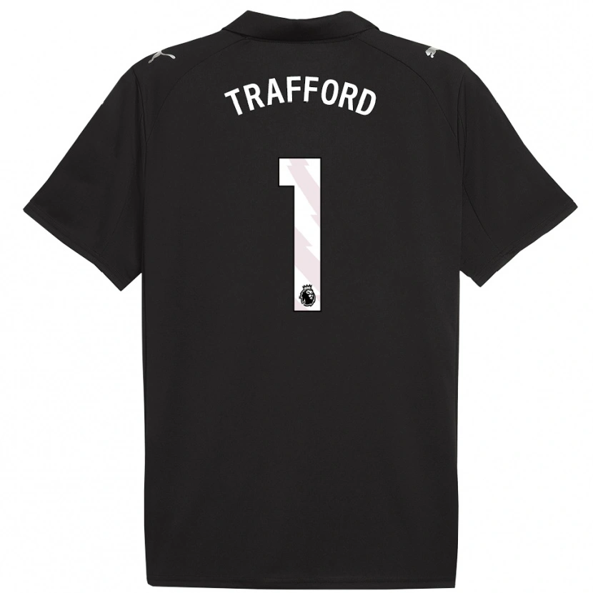Danxen Enfant Maillot James Trafford #1 Noir Blanc Tenues Extérieur 2025/26 T-Shirt
