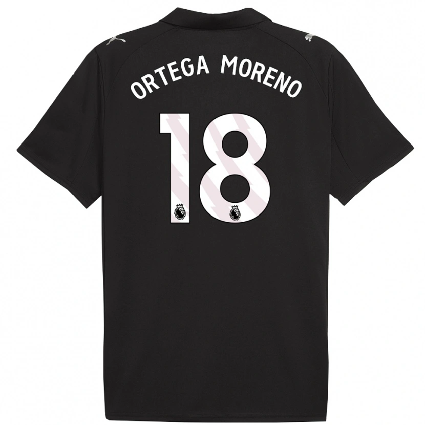 Danxen Enfant Maillot Stefan Ortega #18 Noir Blanc Tenues Extérieur 2025/26 T-Shirt