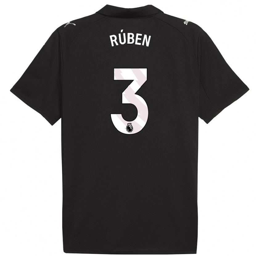 Danxen Enfant Maillot Rúben Dias #3 Noir Blanc Tenues Extérieur 2025/26 T-Shirt