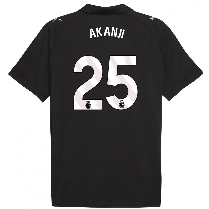 Danxen Enfant Maillot Manuel Akanji #25 Noir Blanc Tenues Extérieur 2025/26 T-Shirt