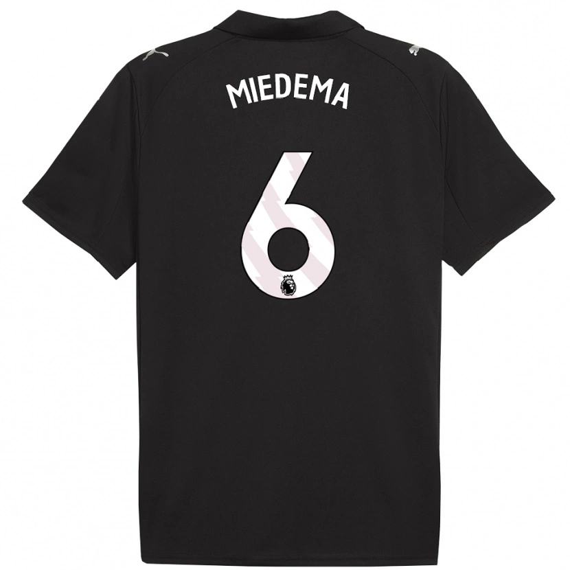 Danxen Enfant Maillot Vivianne Miedema #6 Noir Blanc Tenues Extérieur 2025/26 T-Shirt