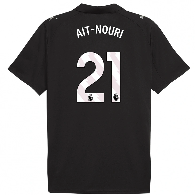 Danxen Enfant Maillot Rayan Aït-Nouri #21 Noir Blanc Tenues Extérieur 2025/26 T-Shirt