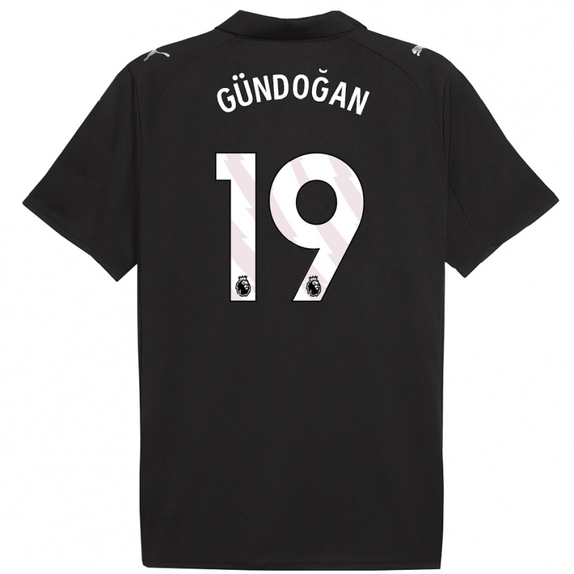 Danxen Enfant Maillot İlkay Gündoğan #19 Noir Blanc Tenues Extérieur 2025/26 T-Shirt