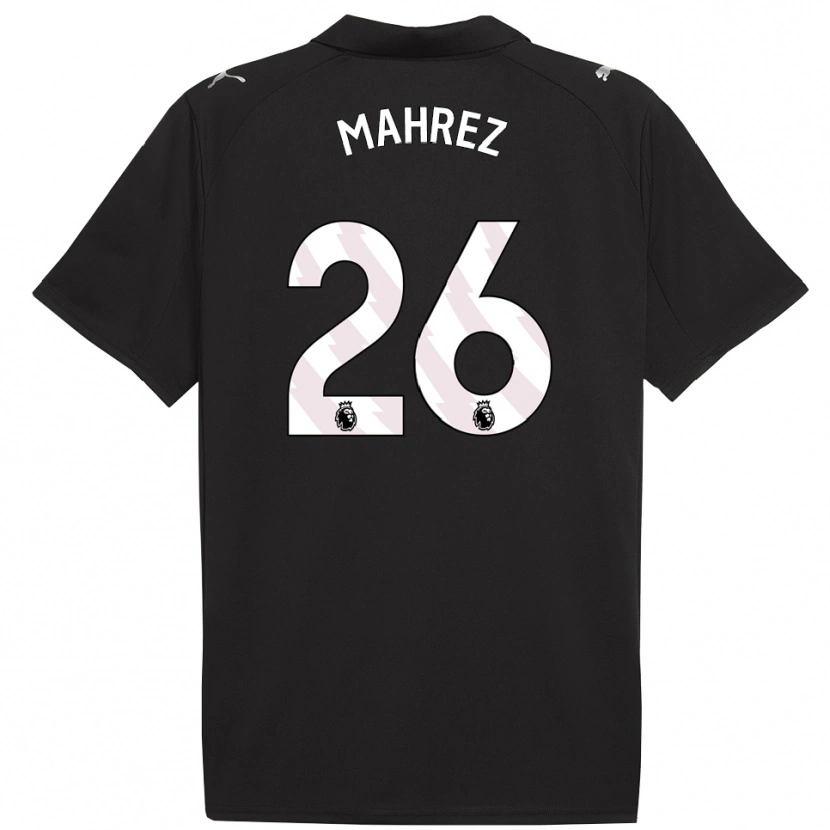 Danxen Enfant Maillot Riyad Mahrez #26 Noir Blanc Tenues Extérieur 2025/26 T-Shirt