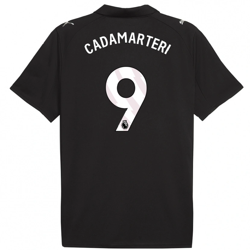 Danxen Enfant Maillot Caelan Cadamarteri #9 Noir Blanc Tenues Extérieur 2025/26 T-Shirt
