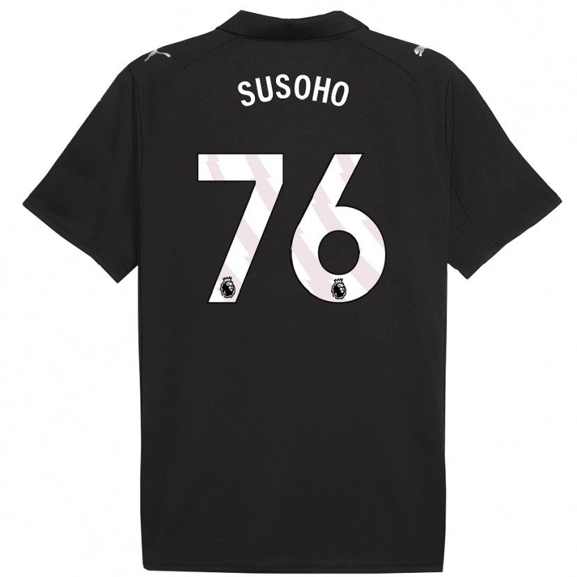 Danxen Enfant Maillot Mahamadou Susoho #76 Noir Blanc Tenues Extérieur 2025/26 T-Shirt