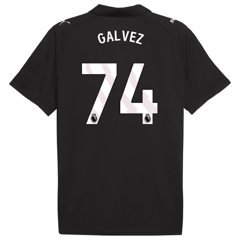 Danxen Enfant Maillot Tomas Galvez #74 Noir Blanc Tenues Extérieur 2025/26 T-Shirt