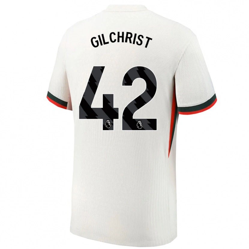 Danxen Enfant Maillot Alfie Gilchrist #42 Blanc Vert Tenues Extérieur 2025/26 T-Shirt