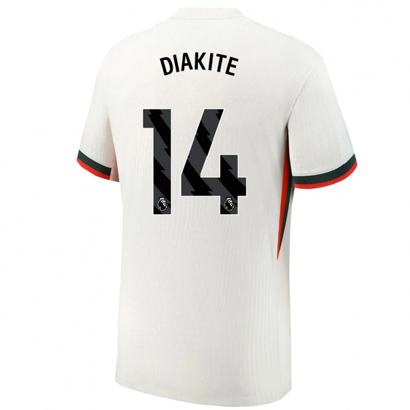 Danxen Enfant Maillot Calvin Diakite #14 Blanc Vert Tenues Extérieur 2025/26 T-Shirt