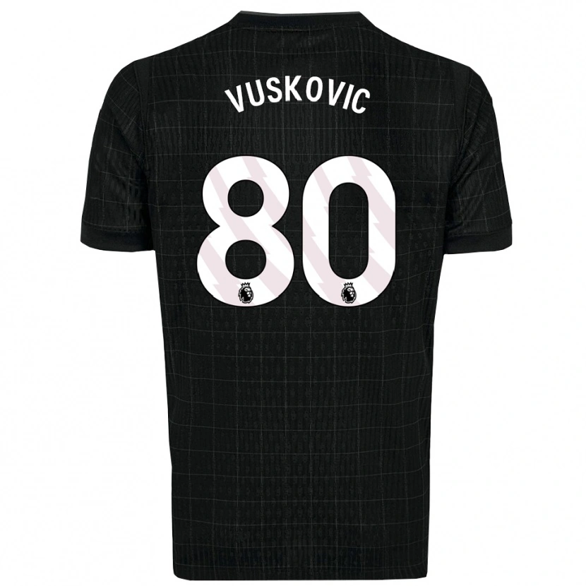 Danxen Enfant Maillot Luka Vuskovic #80 Noir Gris Tenues Extérieur 2025/26 T-Shirt