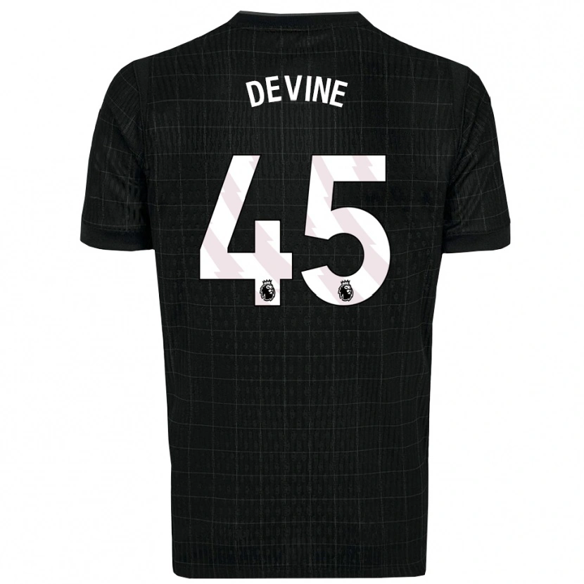 Danxen Enfant Maillot Alfie Devine #45 Noir Gris Tenues Extérieur 2025/26 T-Shirt