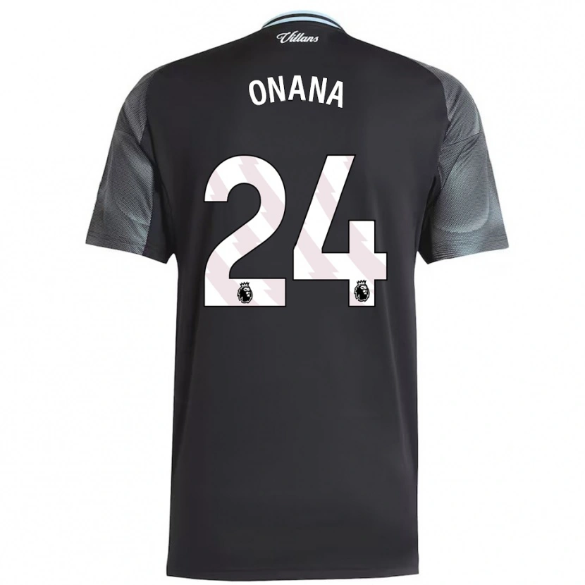 Danxen Enfant Maillot Amadou Onana #24 Noir Bleu Ciel Tenues Extérieur 2025/26 T-Shirt