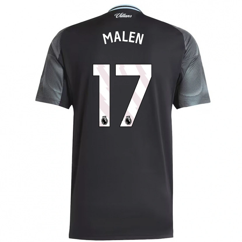 Danxen Enfant Maillot Donyell Malen #17 Noir Bleu Ciel Tenues Extérieur 2025/26 T-Shirt