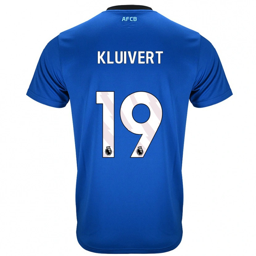 Danxen Enfant Maillot Justin Kluivert #19 Bleu Noir Tenues Extérieur 2025/26 T-Shirt