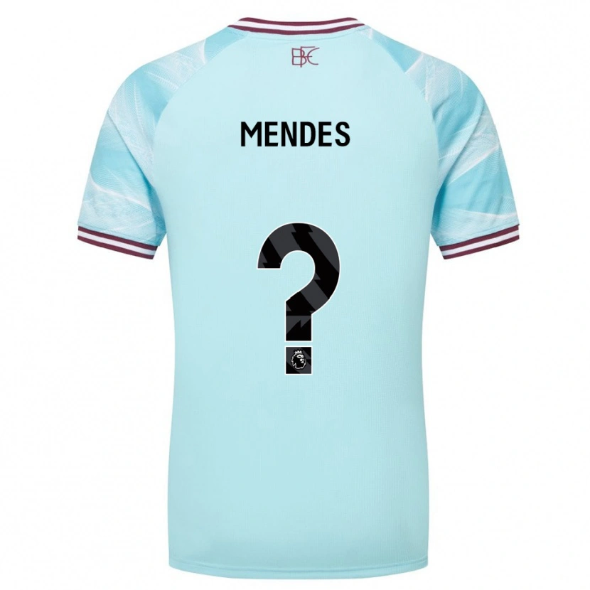 Danxen Enfant Maillot João Mendes #0 Bleu Ciel Bourgogne Tenues Extérieur 2025/26 T-Shirt