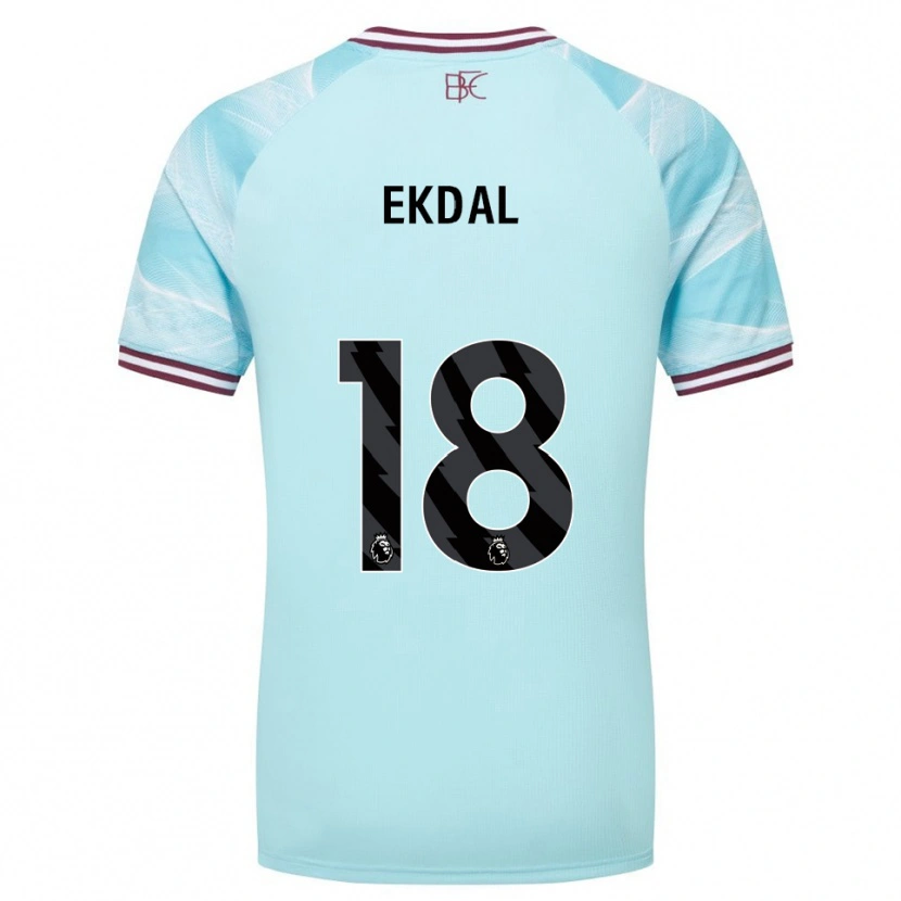 Danxen Enfant Maillot Hjalmar Ekdal #18 Bleu Ciel Bourgogne Tenues Extérieur 2025/26 T-Shirt