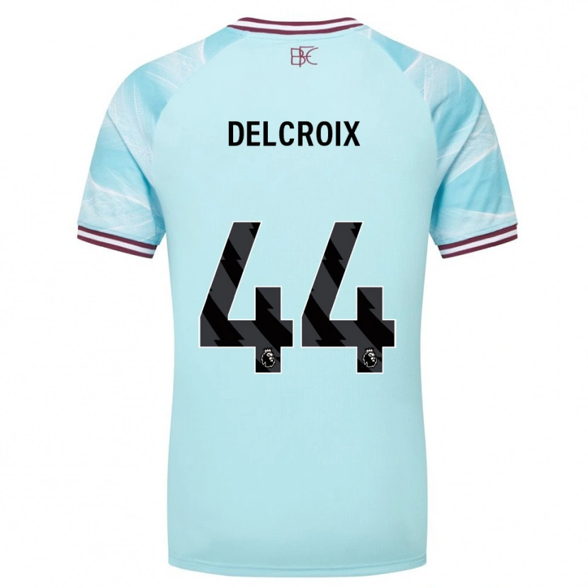 Danxen Enfant Maillot Hannes Delcroix #44 Bleu Ciel Bourgogne Tenues Extérieur 2025/26 T-Shirt
