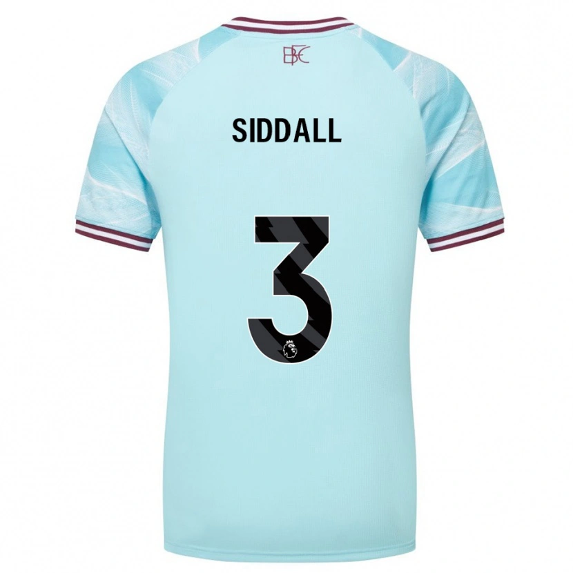Danxen Enfant Maillot Emma Siddall #3 Bleu Ciel Bourgogne Tenues Extérieur 2025/26 T-Shirt