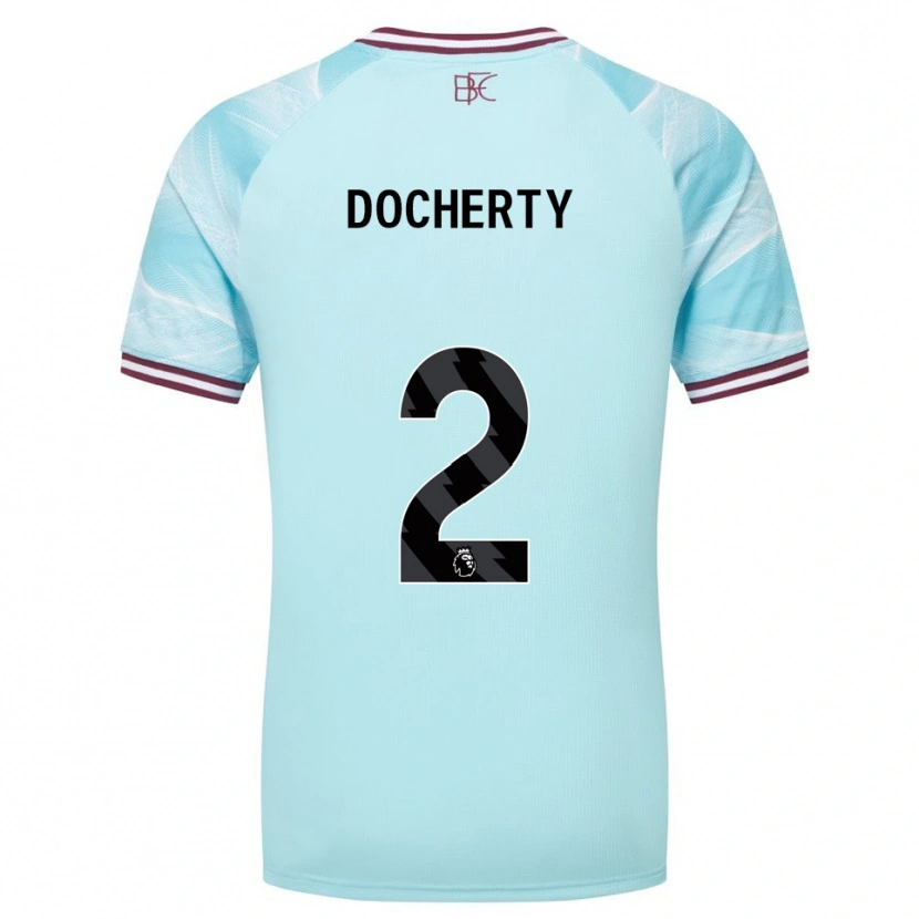 Danxen Enfant Maillot Charley Docherty #2 Bleu Ciel Bourgogne Tenues Extérieur 2025/26 T-Shirt