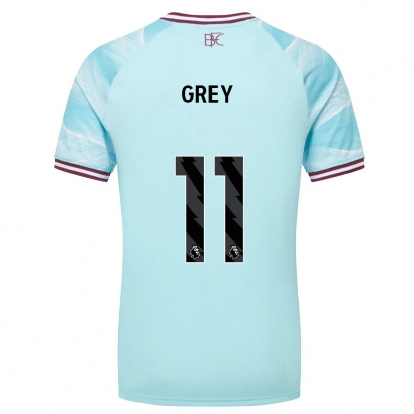 Danxen Enfant Maillot Anna Grey #11 Bleu Ciel Bourgogne Tenues Extérieur 2025/26 T-Shirt