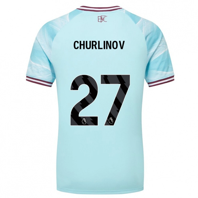 Danxen Enfant Maillot Darko Churlinov #27 Bleu Ciel Bourgogne Tenues Extérieur 2025/26 T-Shirt