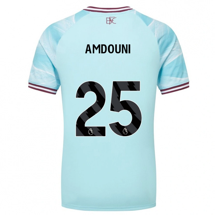 Danxen Enfant Maillot Zeki Amdouni #25 Bleu Ciel Bourgogne Tenues Extérieur 2025/26 T-Shirt