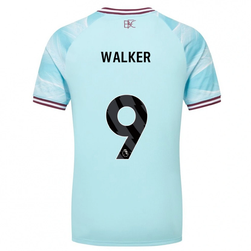 Danxen Enfant Maillot Claudia Walker #9 Bleu Ciel Bourgogne Tenues Extérieur 2025/26 T-Shirt