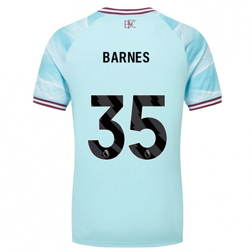 Danxen Enfant Maillot Ashley Barnes #35 Bleu Ciel Bourgogne Tenues Extérieur 2025/26 T-Shirt