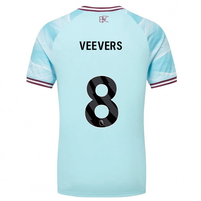 Danxen Enfant Maillot Charlie Veevers #8 Bleu Ciel Bourgogne Tenues Extérieur 2025/26 T-Shirt