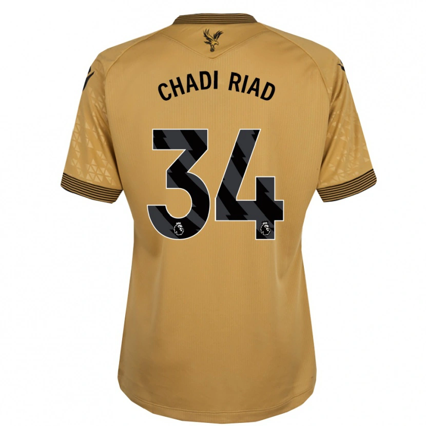 Danxen Enfant Maillot Chadi Riad #34 Or Noir Tenues Extérieur 2025/26 T-Shirt