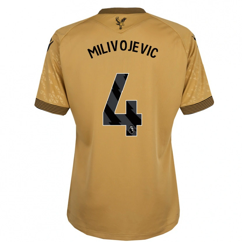 Danxen Enfant Maillot Luka Milivojevic #4 Or Noir Tenues Extérieur 2025/26 T-Shirt